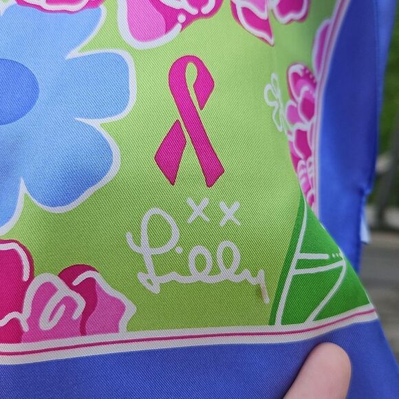 Lilly Pulitzer x Ford Breast Cancer Awareness Scarf - 2005 Silk - Picture 3 of 5